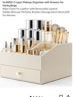 VLando 2-Layer Makeup Organizer Drawer - Cream